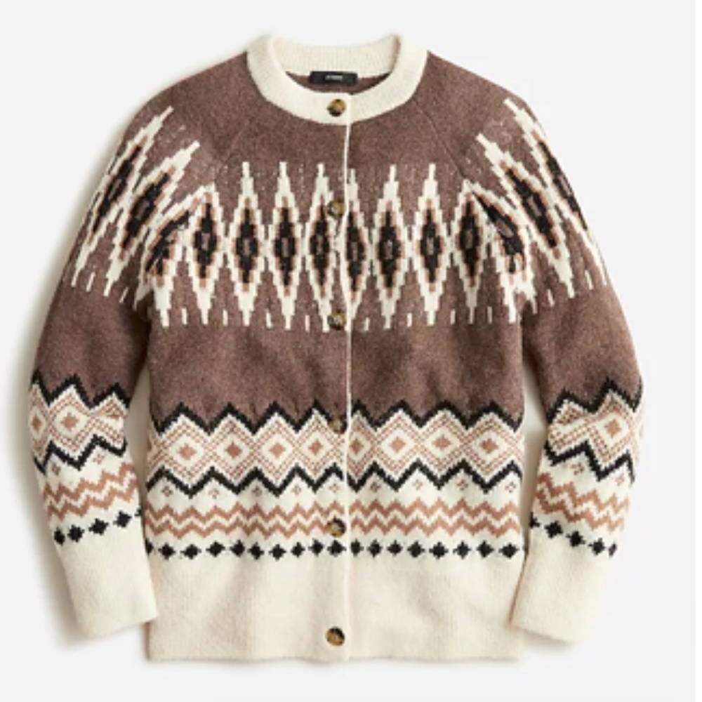 J. Crew fair isle cardigan, size M